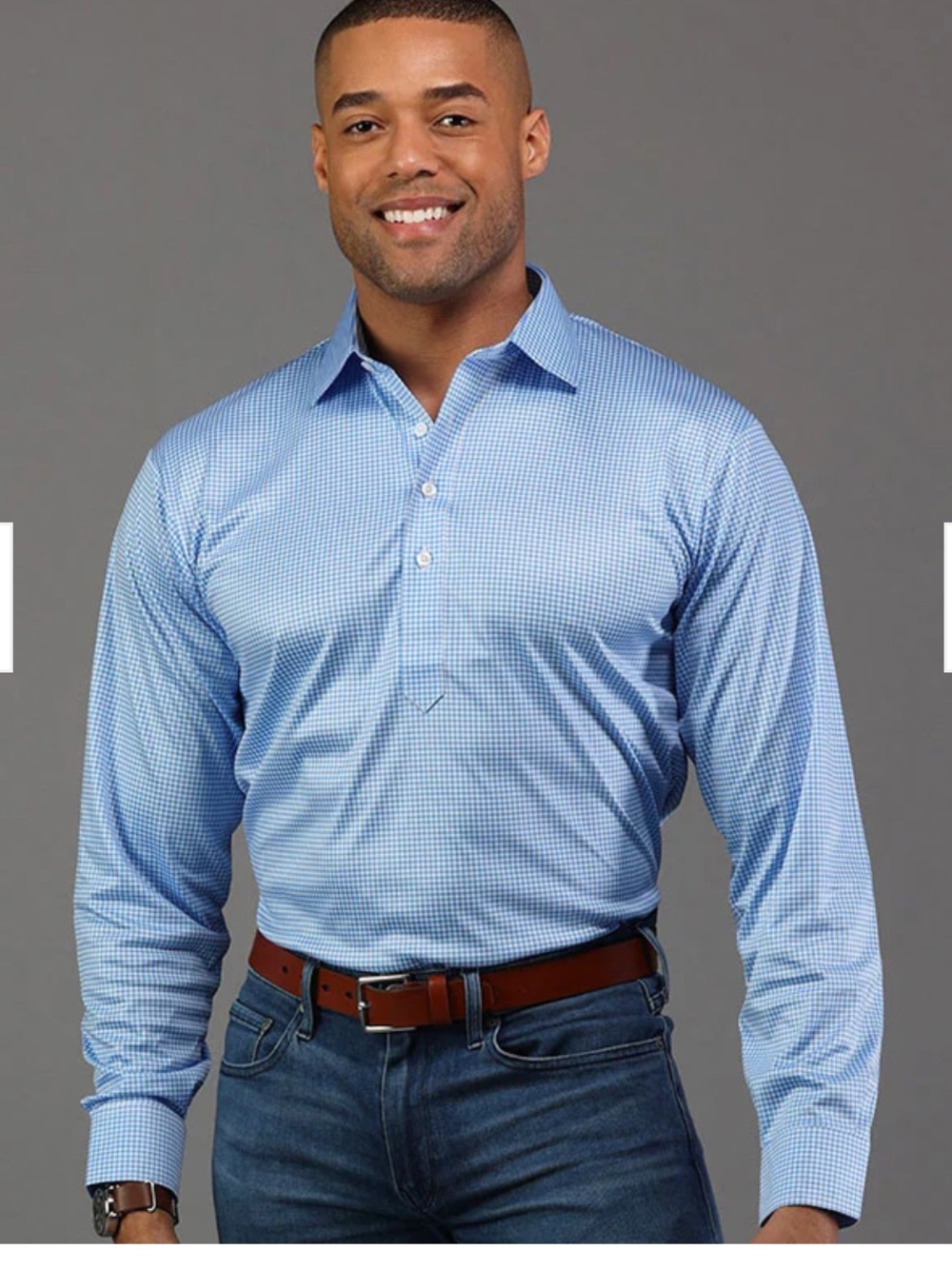 Collars & Co Long Sleeve Semi-Spread Collar Polo, XL